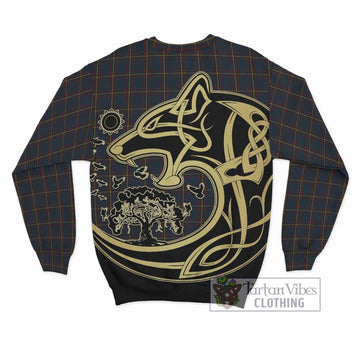 MacLaine of Lochbuie Hunting Tartan Sweatshirt with Family Crest Celtic Wolf Style