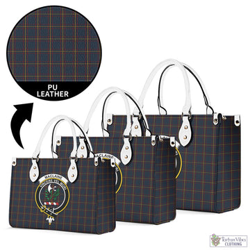 MacLaine of Lochbuie Hunting Tartan Luxury Leather Handbags with Family Crest