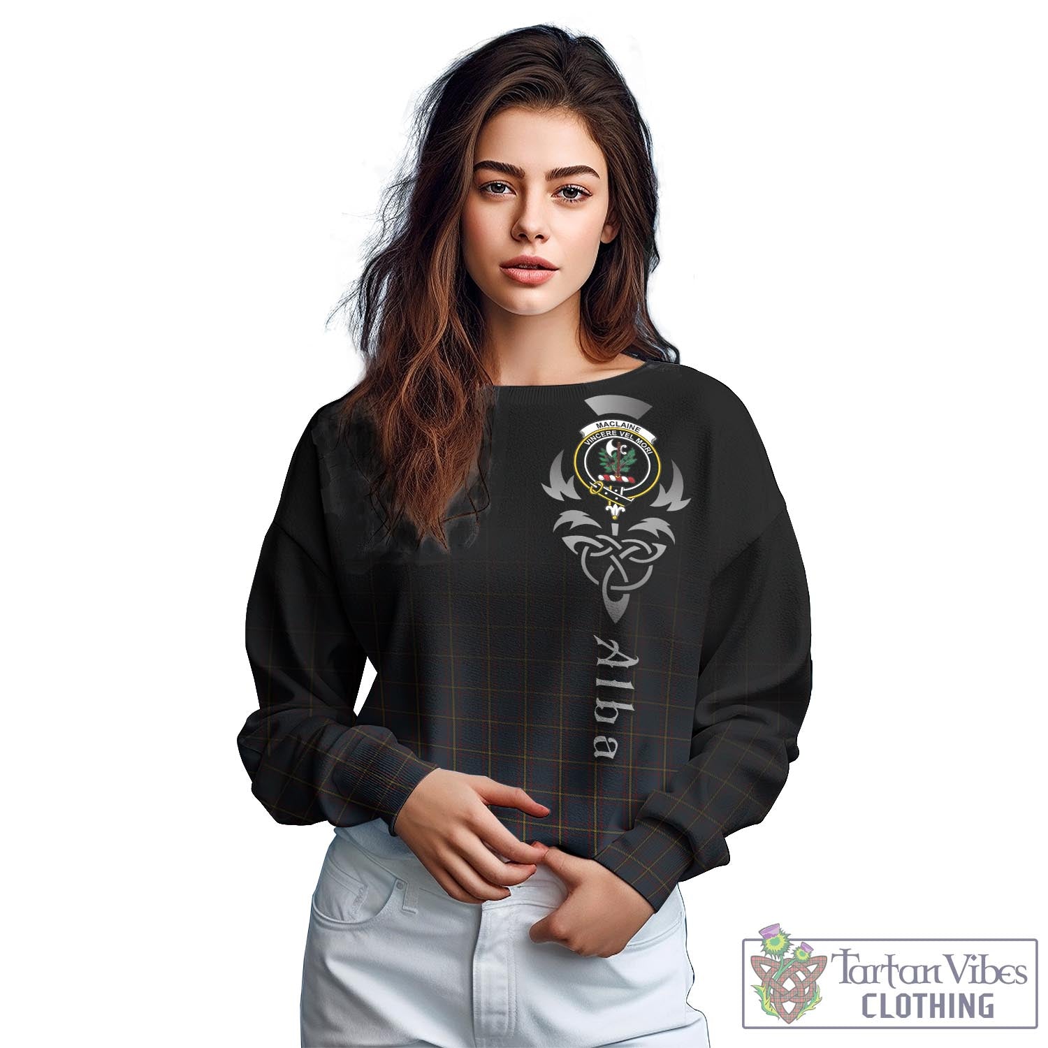 Tartan Vibes Clothing MacLaine of Lochbuie Hunting Tartan Sweatshirt Featuring Alba Gu Brath Family Crest Celtic Inspired