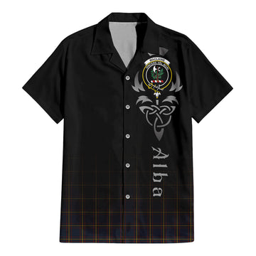 MacLaine of Lochbuie Hunting Tartan Short Sleeve Button Up Shirt Featuring Alba Gu Brath Family Crest Celtic Inspired