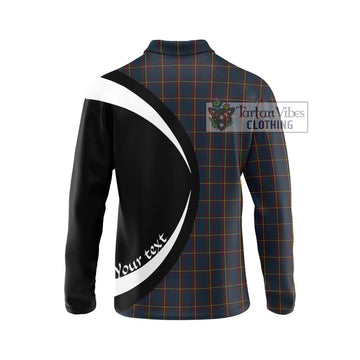 MacLaine of Lochbuie Hunting Tartan Long Sleeve Polo Shirt with Family Crest Circle Style