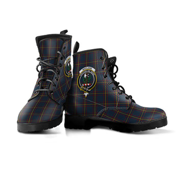 MacLaine of Lochbuie Hunting Tartan Leather Boots with Family Crest