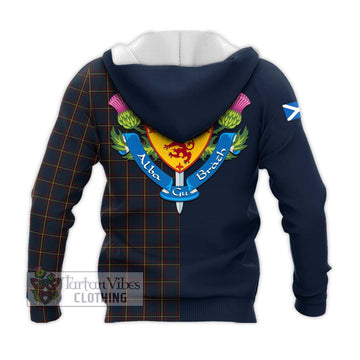 MacLaine of Lochbuie Hunting Tartan Knitted Hoodie Alba with Scottish Lion Royal Arm Half Style