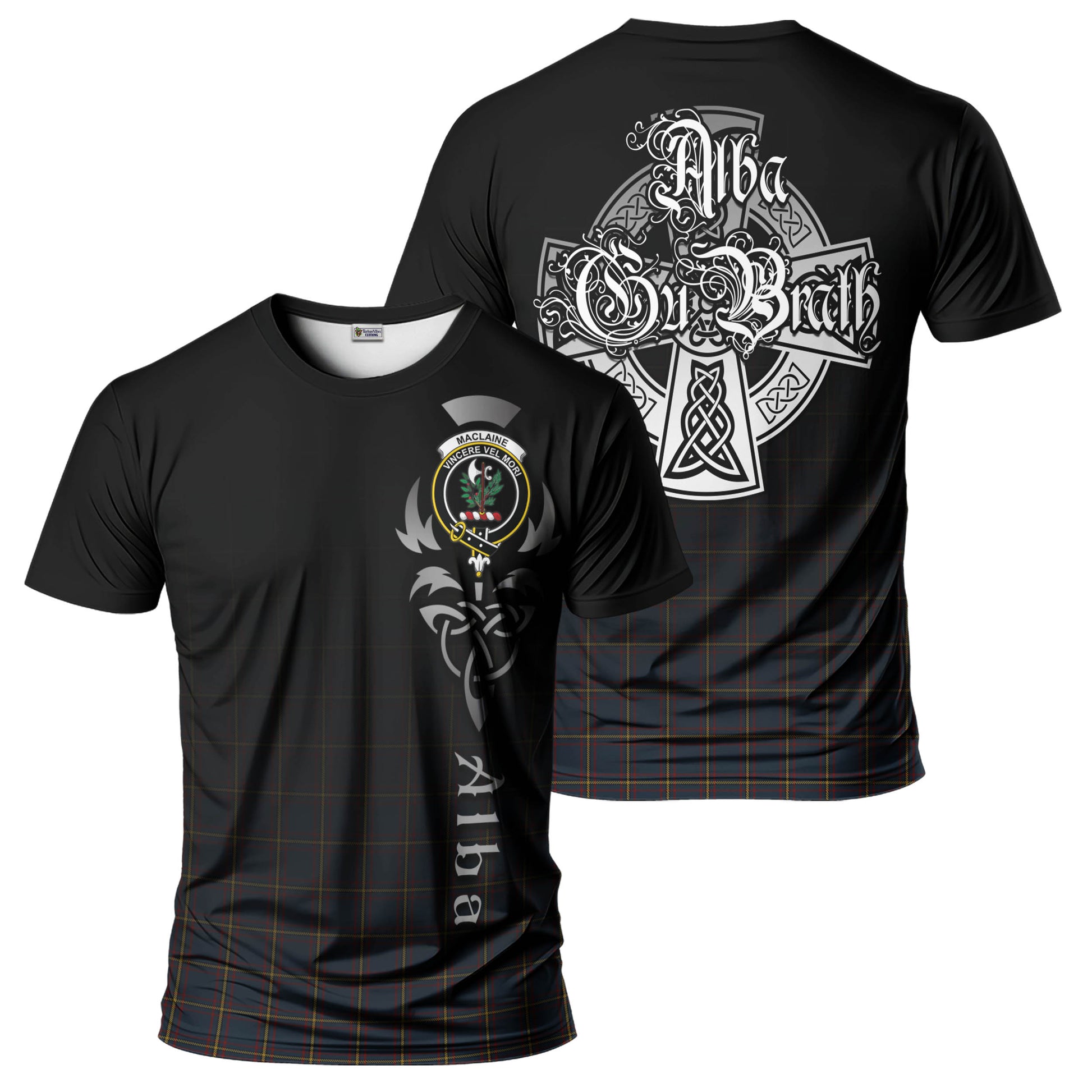 Tartan Vibes Clothing MacLaine of Lochbuie Hunting Tartan T-Shirt Featuring Alba Gu Brath Family Crest Celtic Inspired