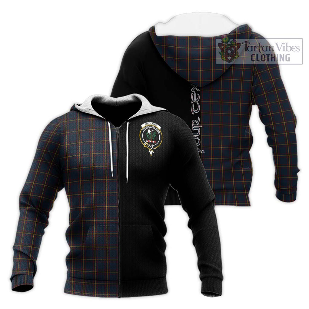 MacLaine of Lochbuie Hunting Tartan Knitted Hoodie with Family Crest and Half Of Me Style Unisex Knitted Zip Hoodie - Tartanvibesclothing Shop