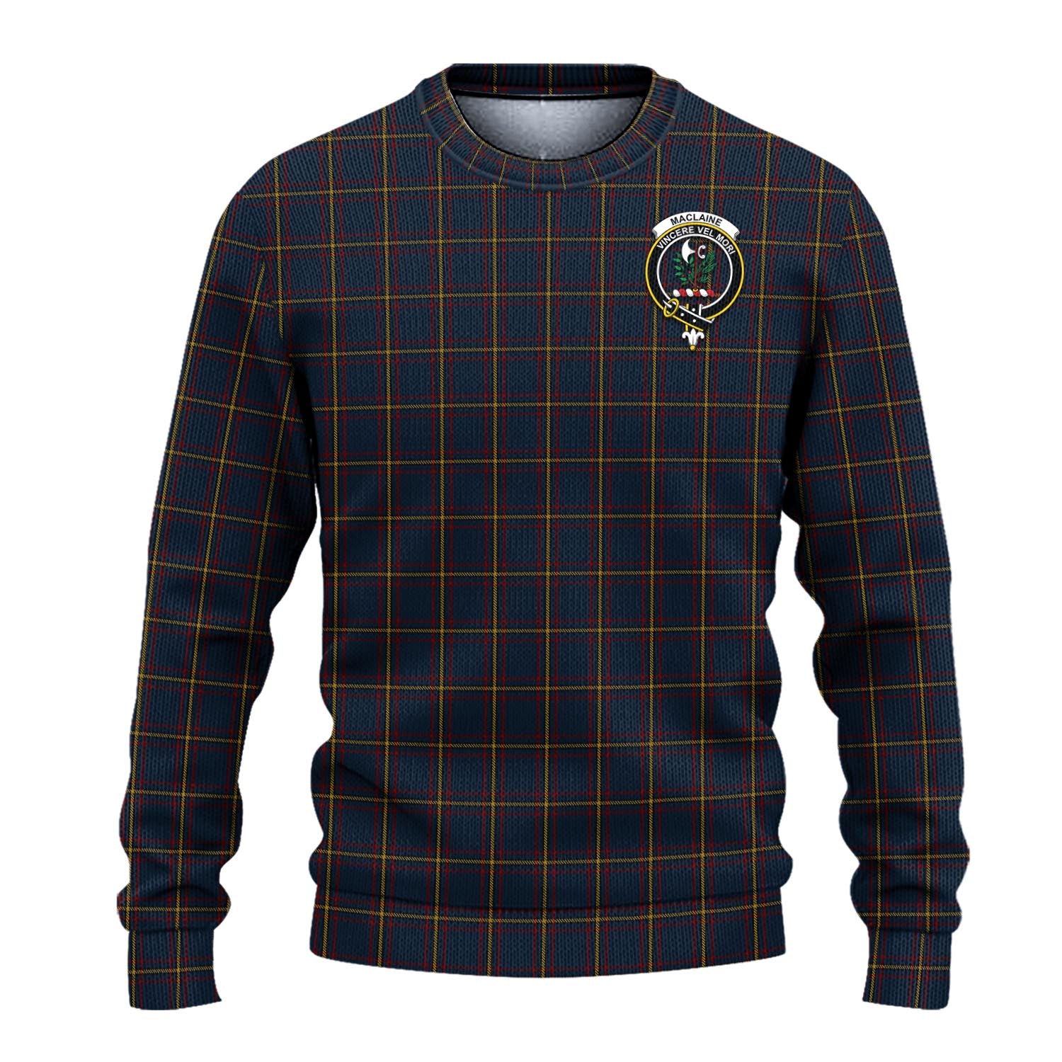 MacLaine of Lochbuie Hunting Tartan Knitted Sweater with Family Crest - Tartanvibesclothing