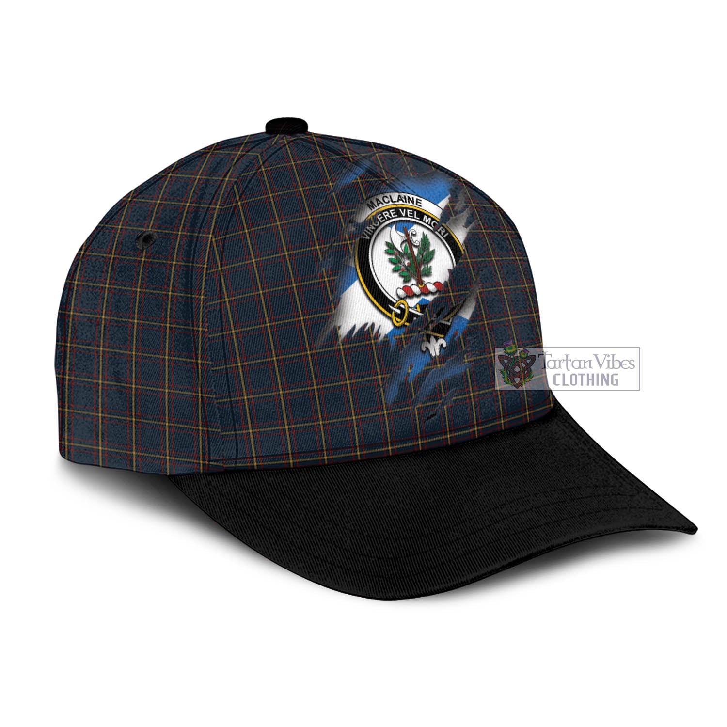 Tartan Vibes Clothing MacLaine of Lochbuie Hunting Tartan Classic Cap with Family Crest In Me Style