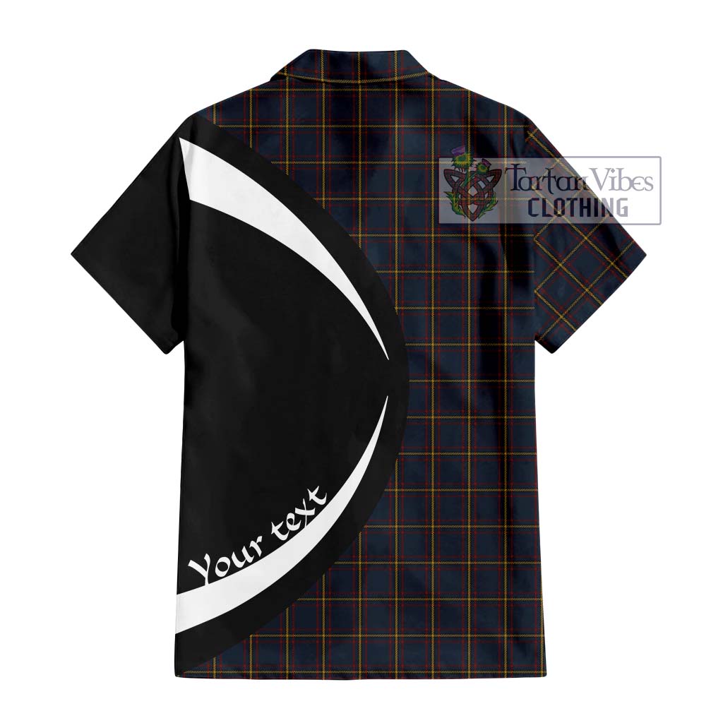 MacLaine of Lochbuie Hunting Tartan Short Sleeve Button Up with Family Crest Circle Style - Tartan Vibes Clothing