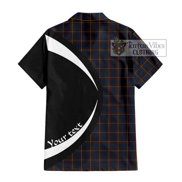 MacLaine of Lochbuie Hunting Tartan Short Sleeve Button Up with Family Crest Circle Style