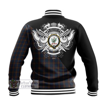 MacLaine of Lochbuie Hunting Tartan Baseball Jacket with Family Crest and Military Logo Style