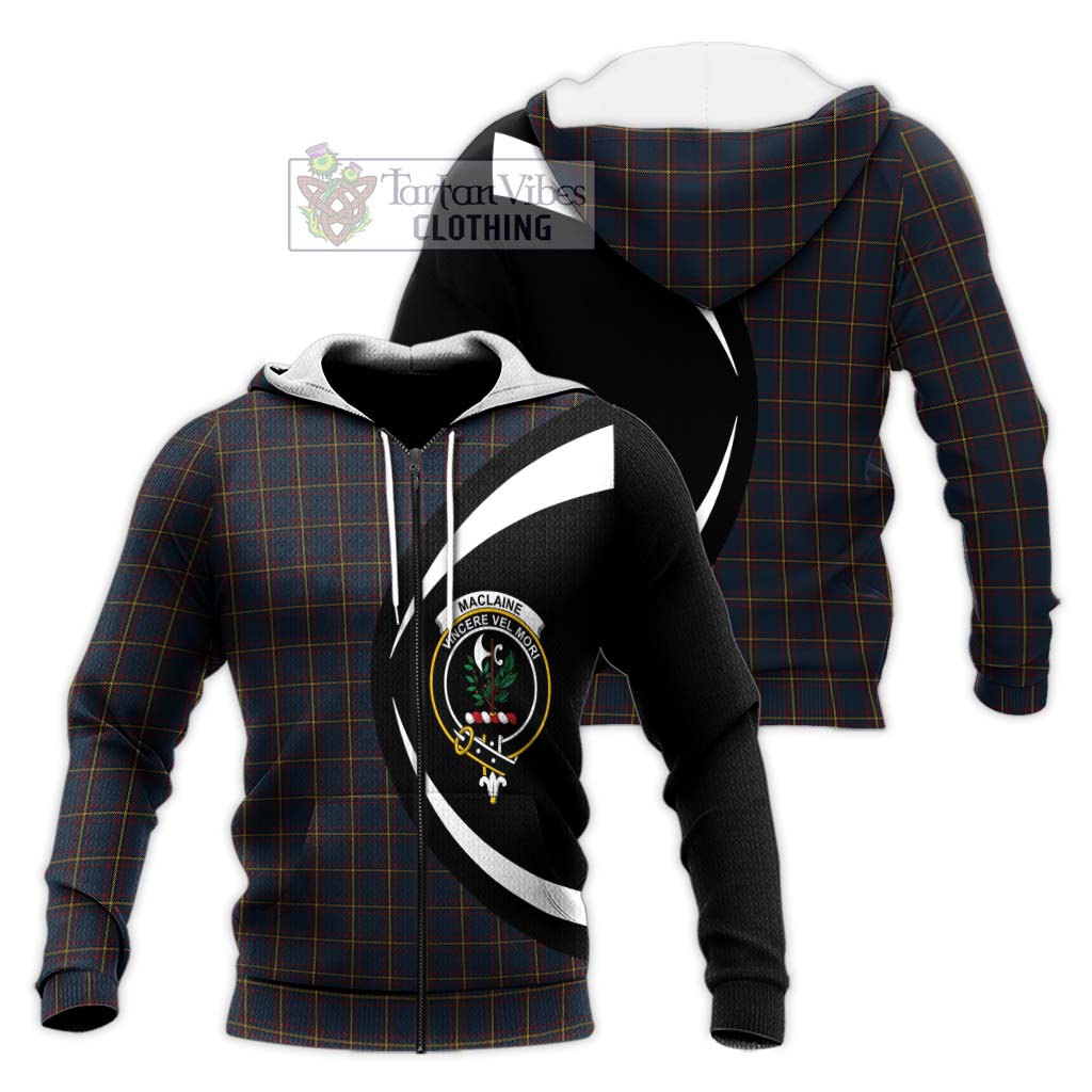 MacLaine of Lochbuie Hunting Tartan Knitted Hoodie with Family Crest Circle Style Unisex Knitted Zip Hoodie - Tartan Vibes Clothing