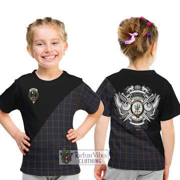 MacLaine of Lochbuie Hunting Tartan Kid T-Shirt with Family Crest and Military Logo Style