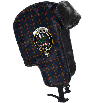 MacLaine of Lochbuie Hunting Tartan Winter Trapper Hat with Family Crest