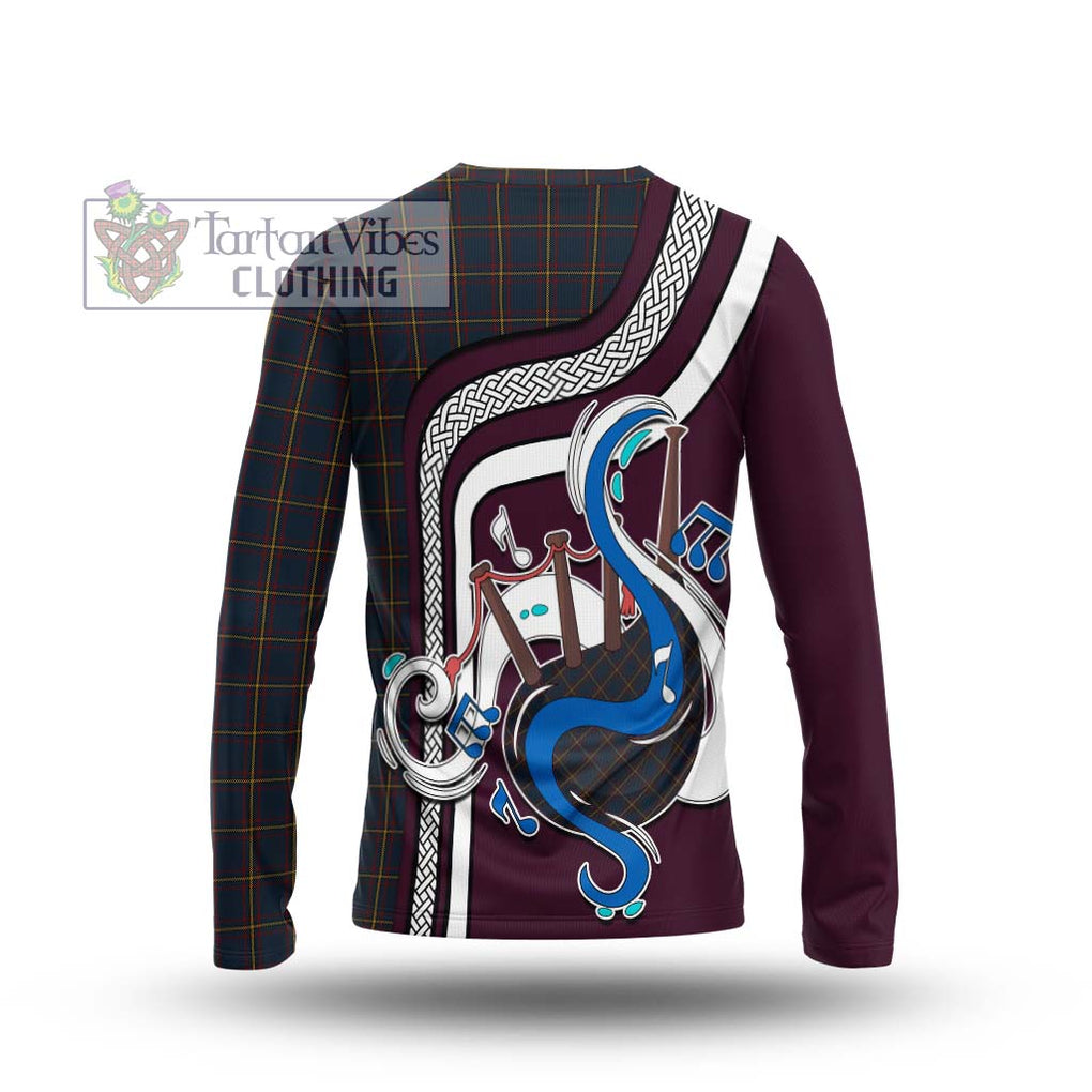 Tartan Vibes Clothing MacLaine of Lochbuie Hunting Tartan Long Sleeve T-Shirt with Epic Bagpipe Style