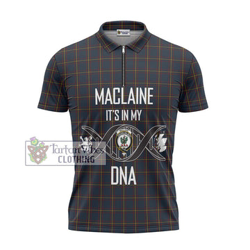 MacLaine of Lochbuie Hunting Tartan Zipper Polo Shirt with Family Crest DNA In Me Style