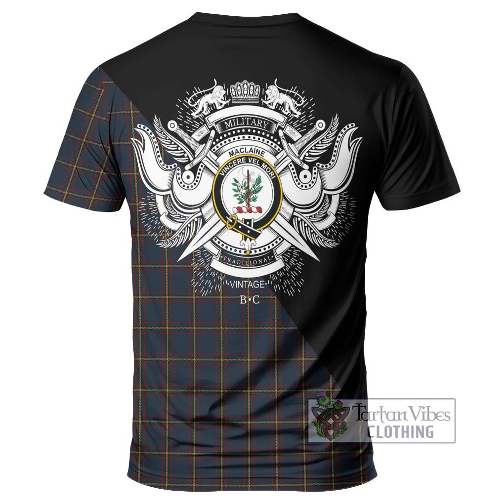 MacLaine of Lochbuie Hunting Tartan T-Shirt with Family Crest and Military Logo Style - Tartanvibesclothing Shop