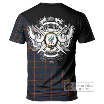 MacLaine of Lochbuie Hunting Tartan T-Shirt with Family Crest and Military Logo Style