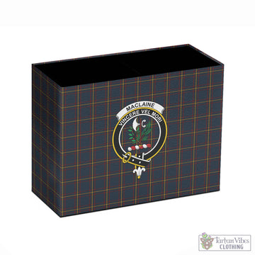 MacLaine of Lochbuie Hunting Tartan Pen Holder with Family Crest