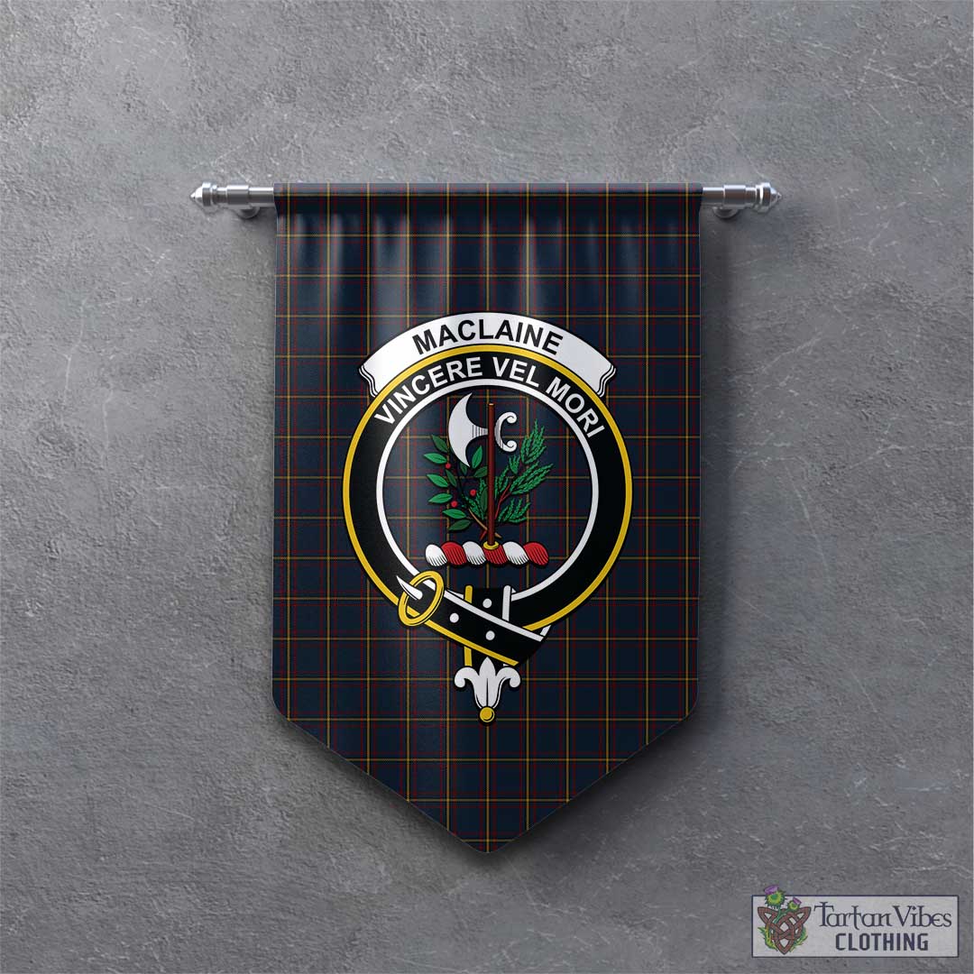 Tartan Vibes Clothing MacLaine of Lochbuie Hunting Tartan Gonfalon, Tartan Banner with Family Crest