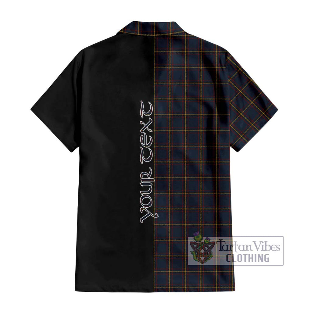 MacLaine of Lochbuie Hunting Tartan Short Sleeve Button Shirt with Family Crest and Half Of Me Style - Tartanvibesclothing Shop