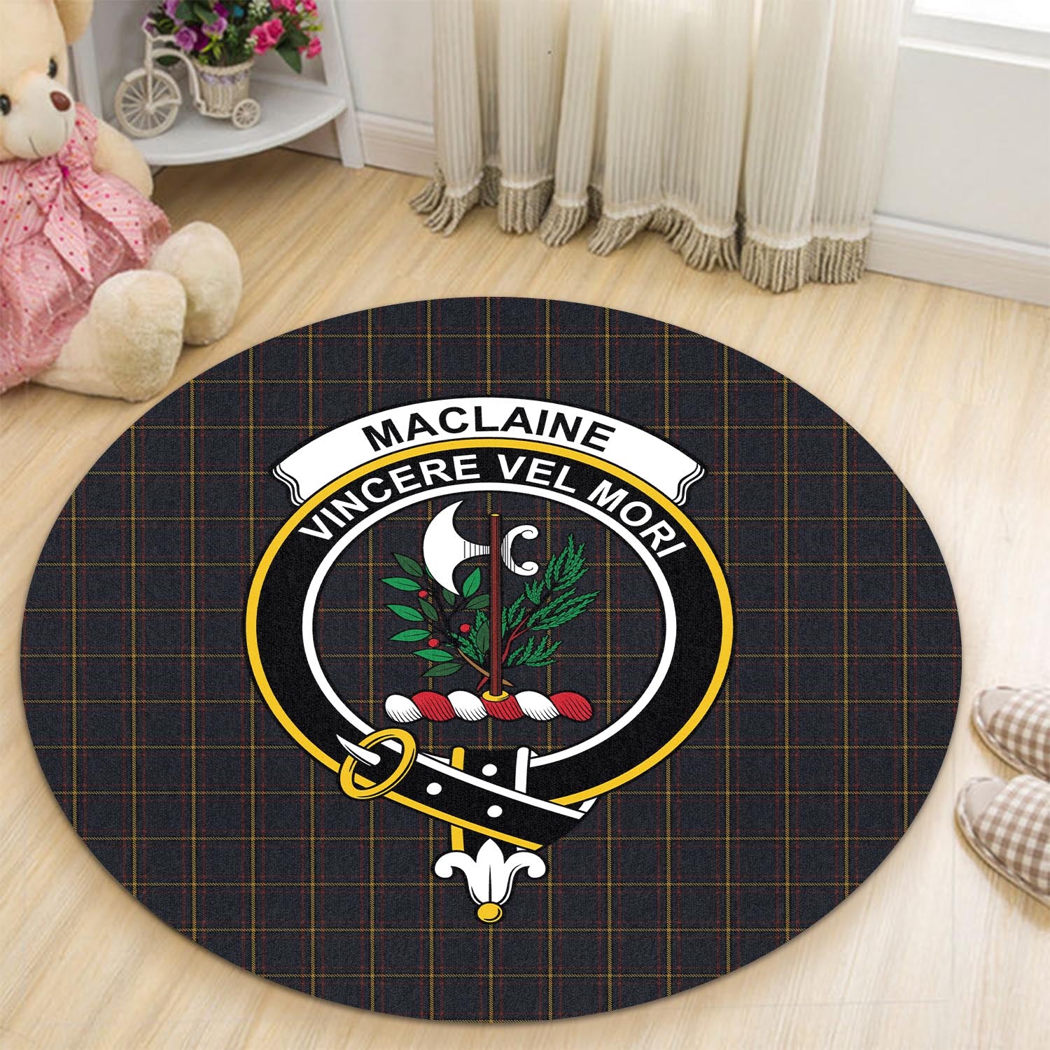 maclaine-of-lochbuie-hunting-tartan-round-rug-with-family-crest