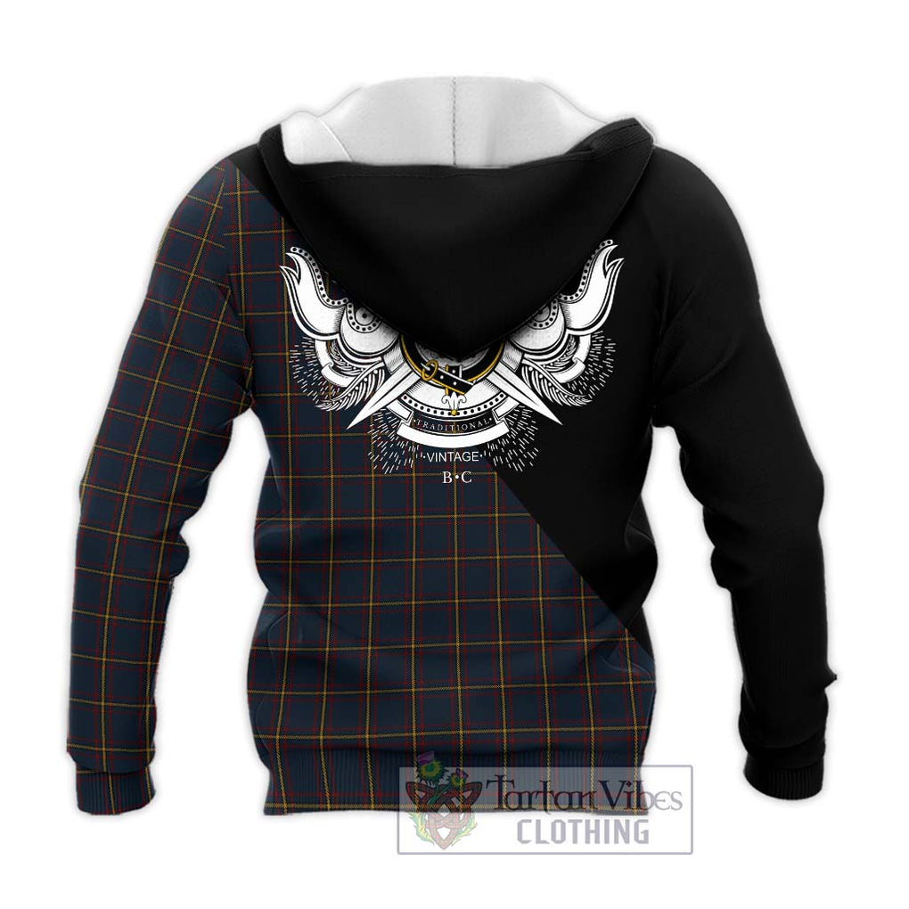 MacLaine of Lochbuie Hunting Tartan Knitted Hoodie with Family Crest and Military Logo Style - Tartanvibesclothing Shop