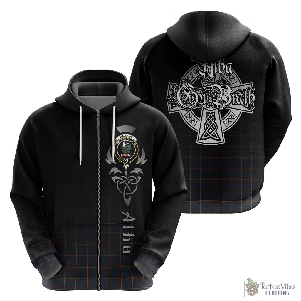 Tartan Vibes Clothing MacLaine of Lochbuie Hunting Tartan Hoodie Featuring Alba Gu Brath Family Crest Celtic Inspired