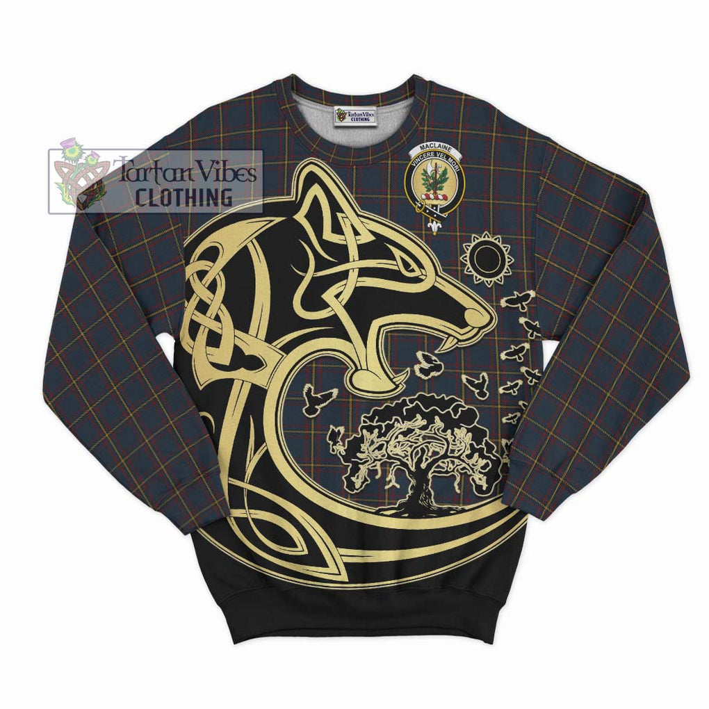 MacLaine of Lochbuie Hunting Tartan Sweatshirt with Family Crest Celtic Wolf Style - Tartan Vibes Clothing