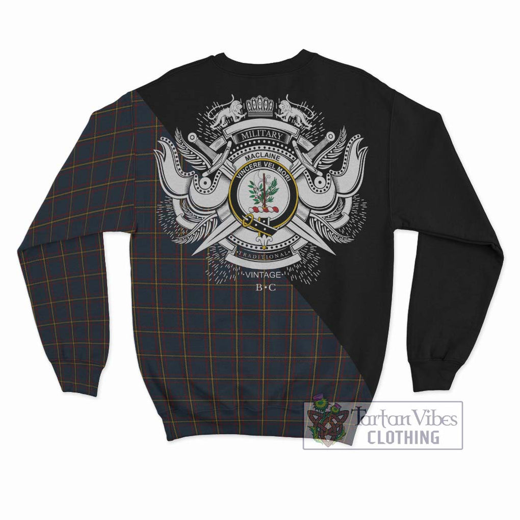 MacLaine of Lochbuie Hunting Tartan Sweatshirt with Family Crest and Military Logo Style - Tartanvibesclothing Shop