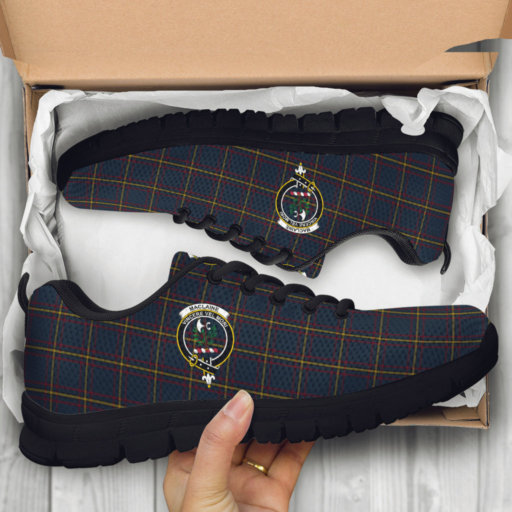 MacLaine of Lochbuie Hunting Tartan Sneakers with Family Crest - Tartan Vibes Clothing