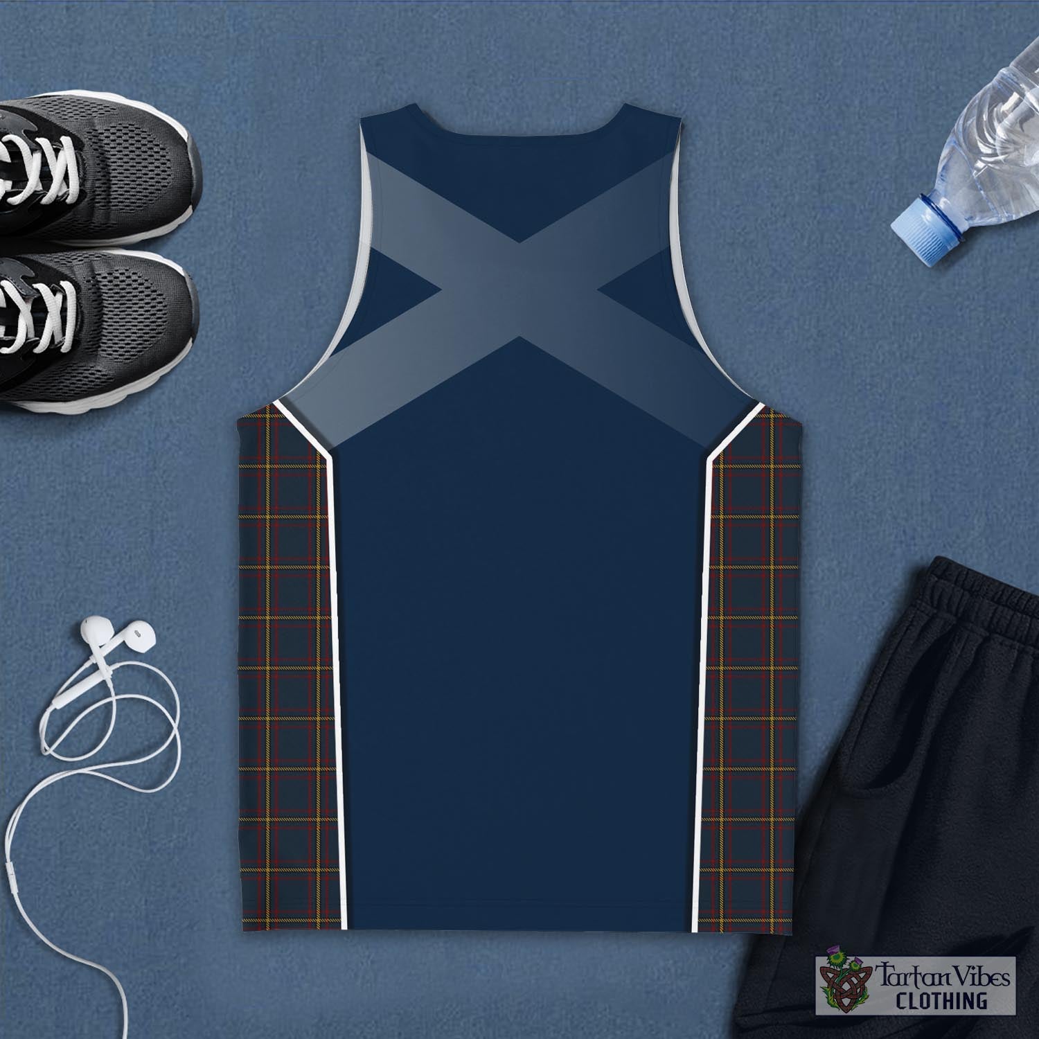 Tartan Vibes Clothing MacLaine of Lochbuie Hunting Tartan Men's Tanks Top with Family Crest and Scottish Thistle Vibes Sport Style