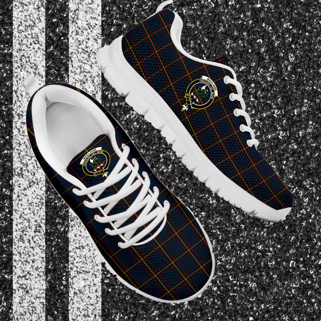 MacLaine of Lochbuie Hunting Tartan Sneakers with Family Crest - Tartan Vibes Clothing