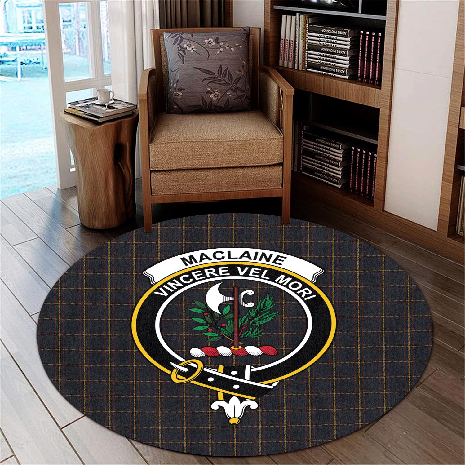 maclaine-of-lochbuie-hunting-tartan-round-rug-with-family-crest