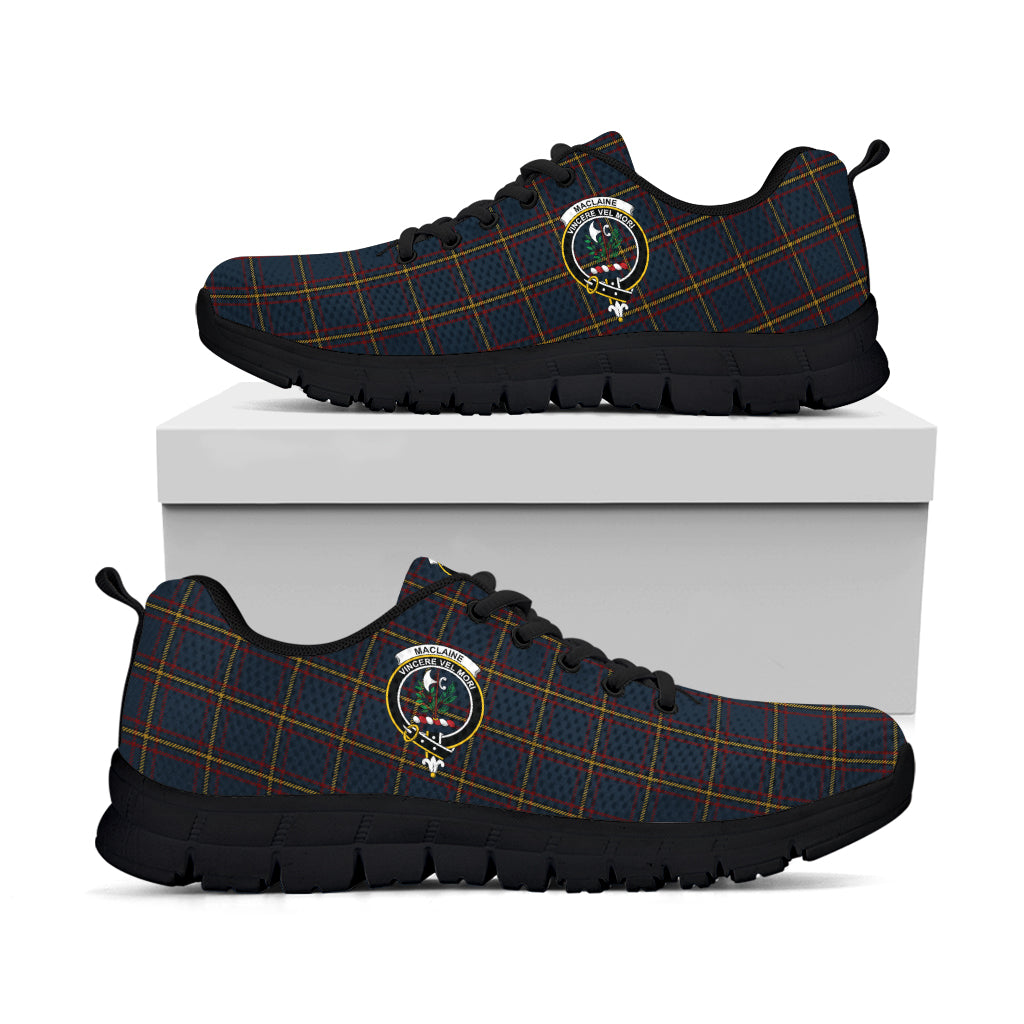 MacLaine of Lochbuie Hunting Tartan Sneakers with Family Crest - Tartan Vibes Clothing