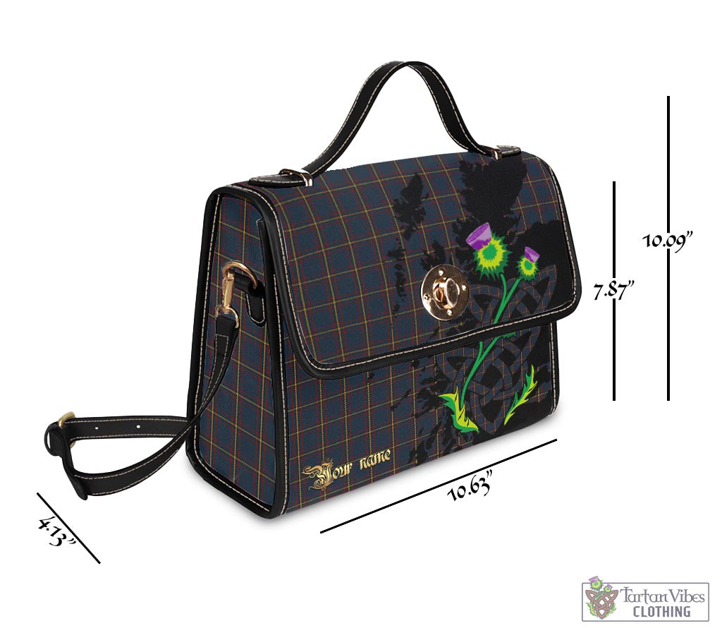 Tartan Vibes Clothing MacLaine of Lochbuie Hunting Tartan Waterproof Canvas Bag with Scotland Map and Thistle Celtic Accents