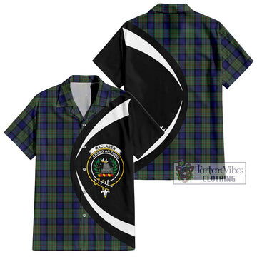 MacLaren (McLaren) Tartan Short Sleeve Button Up with Family Crest Circle Style