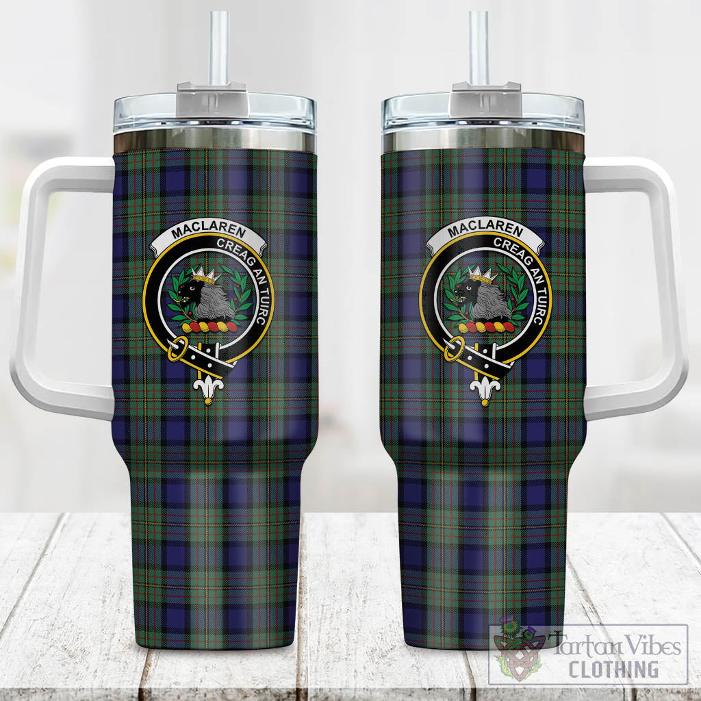 Tartan Vibes Clothing MacLaren Tartan and Family Crest Tumbler with Handle