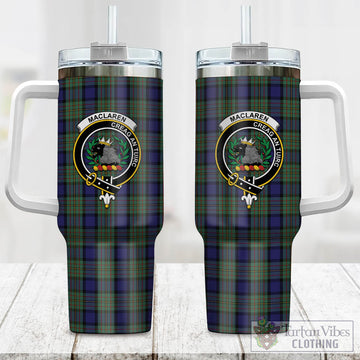 MacLaren (McLaren) Tartan and Family Crest Tumbler with Handle