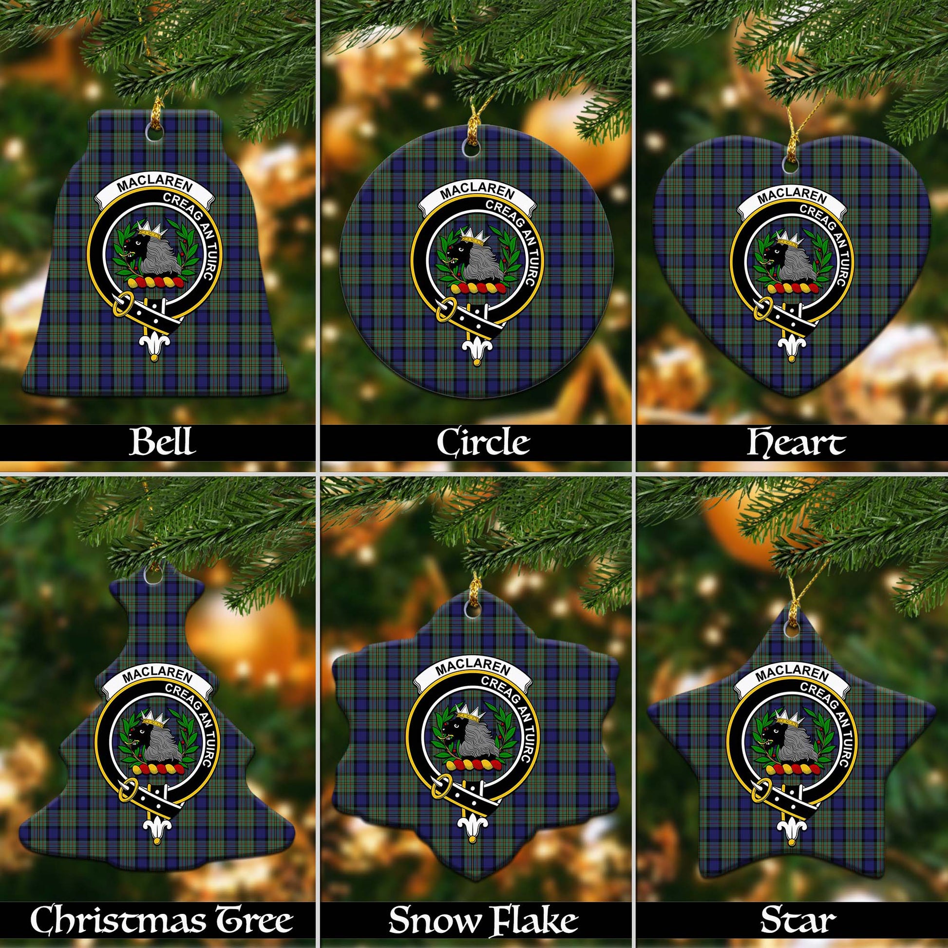 MacLaren Tartan Christmas Ornaments with Family Crest - Tartanvibesclothing