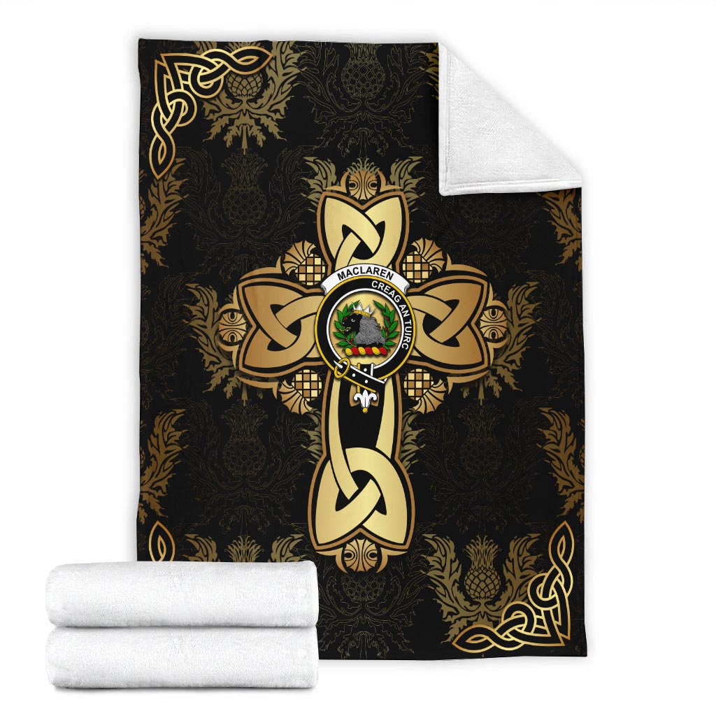 MacLaren (McLaren) Clan Blanket Gold Thistle Celtic Style X-Large 59 x 79 inches 150 x 200 cm - 2D-tartanvibesclothing