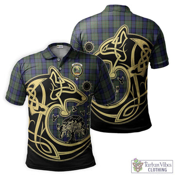 MacLaren (McLaren) Tartan Polo Shirt with Family Crest Celtic Wolf Style