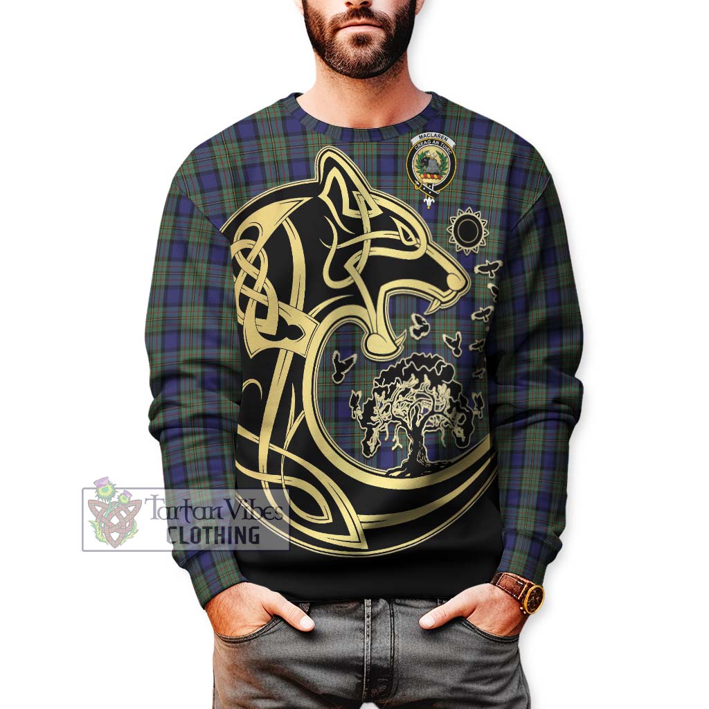 MacLaren (McLaren) Tartan Sweatshirt with Family Crest Celtic Wolf Style Unisex - Tartan Vibes Clothing