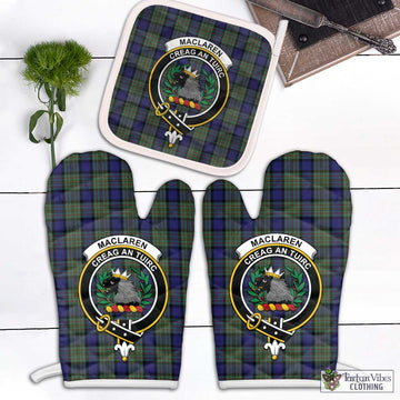 MacLaren (McLaren) Tartan Combo Oven Mitt & Pot-Holder with Family Crest