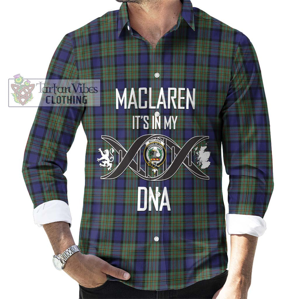 MacLaren (McLaren) Tartan Long Sleeve Button Shirt with Family Crest DNA In Me Style Men's Shirt S - Tartanvibesclothing Shop