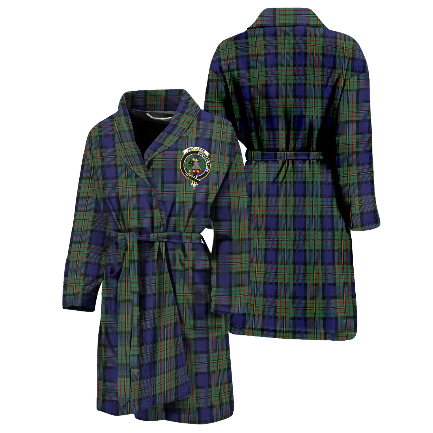 MacLaren (McLaren) Tartan Bathrobe with Family Crest Unisex S - Tartan Vibes Clothing