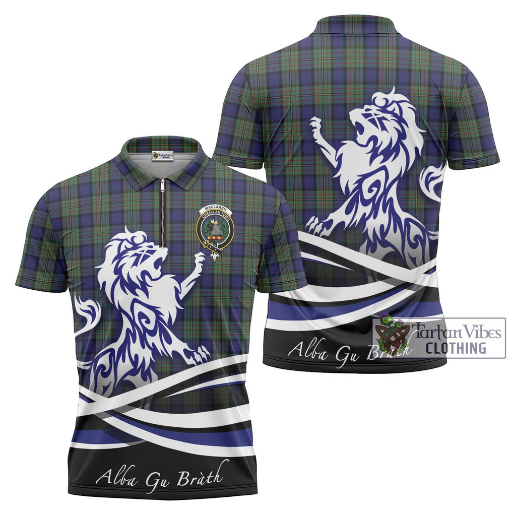 MacLaren (McLaren) Tartan Zipper Polo Shirt with Alba Gu Brath Regal Lion Emblem Unisex - Tartanvibesclothing Shop