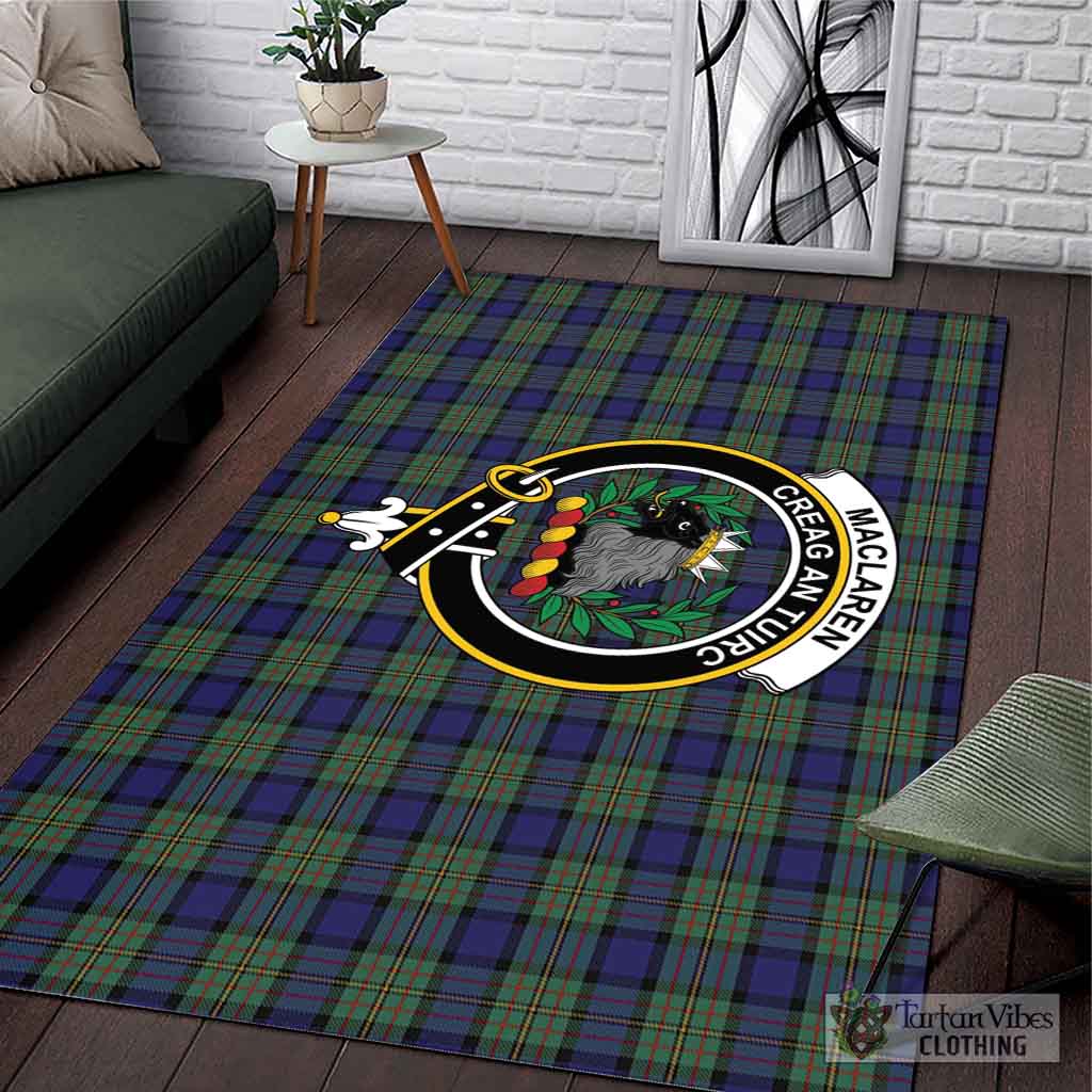 Tartan Vibes Clothing MacLaren Tartan Area Rug with Family Crest