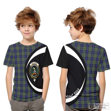 MacLaren (McLaren) Tartan Kid T-Shirt with Family Crest Circle Style