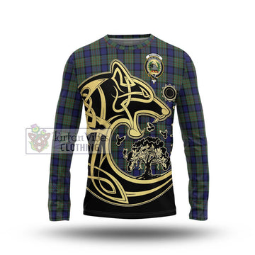 MacLaren (McLaren) Tartan Long Sleeve T-Shirt with Family Crest Celtic Wolf Style