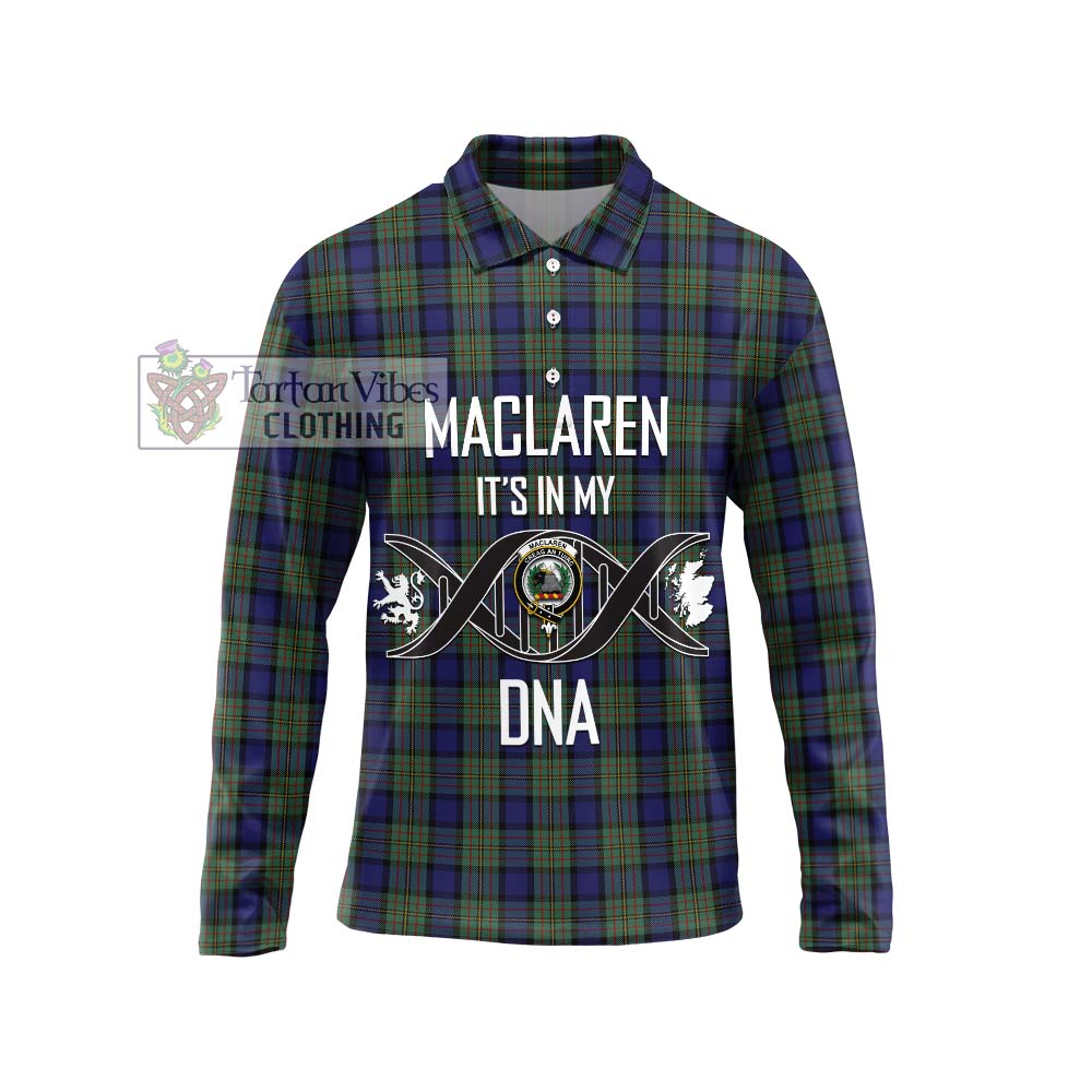 MacLaren (McLaren) Tartan Long Sleeve Polo Shirt with Family Crest DNA In Me Style Unisex - Tartanvibesclothing Shop